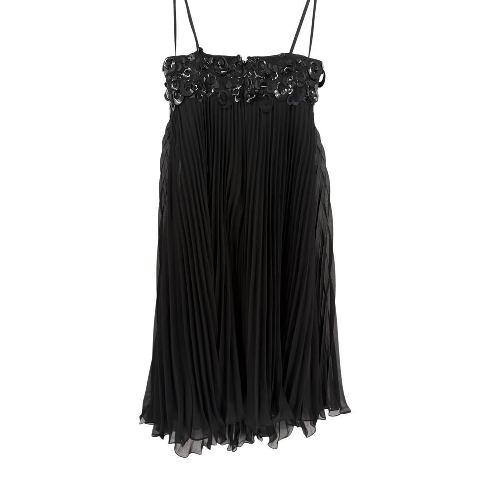 MAC DUGGAL Dress Size 2 Evening Gown Sequin Black Mini Ruffle Pleated Strapless - Picture 4 of 6